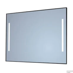 Spiegel Sanicare Q-Mirrors 80x70 Cm Vierkant Met Links & Rechts LED Warm White, Omlijsting Mat Zwart Incl. Ophangmateriaal Zonder Schakelaar