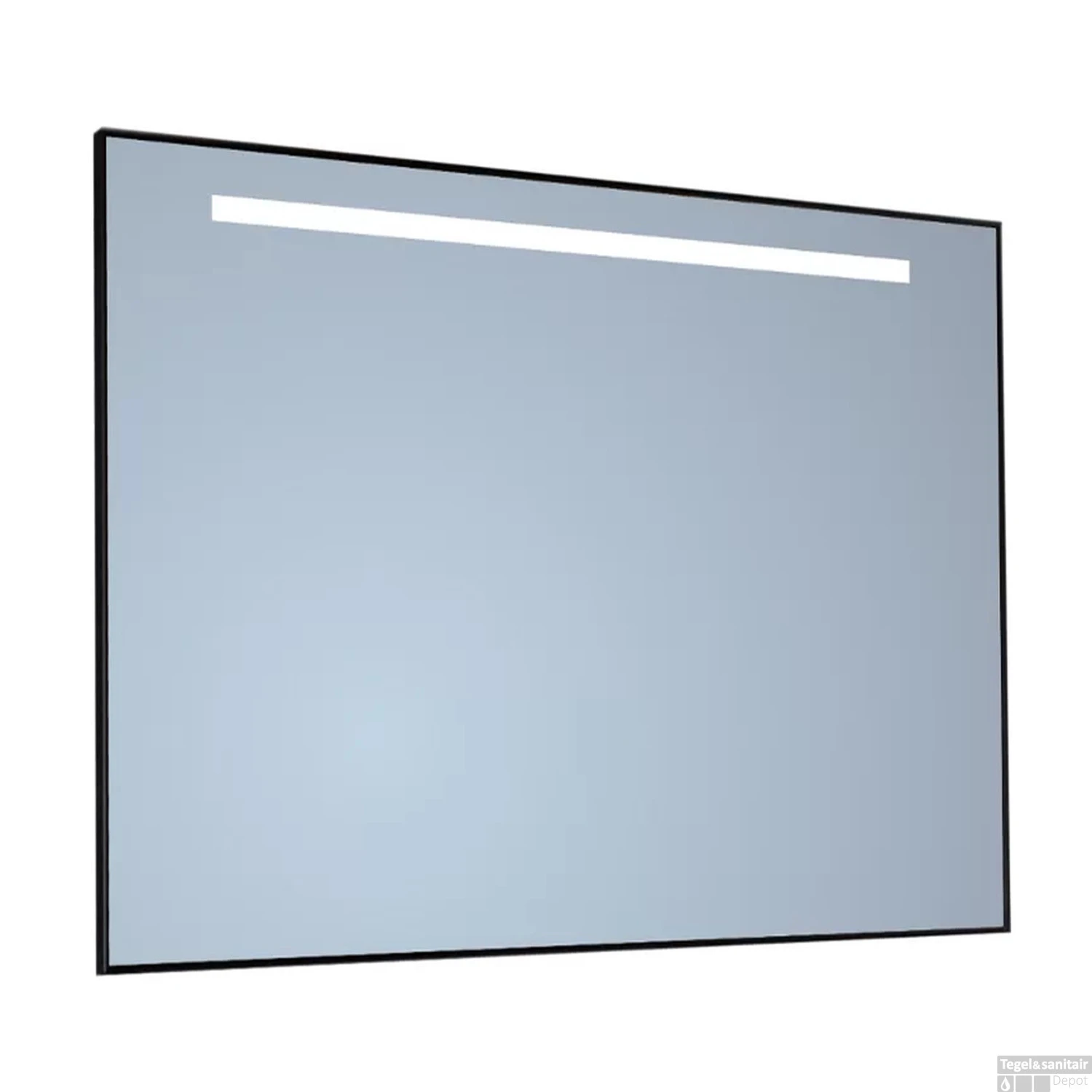 Spiegel Sanicare Q-Mirrors 85x70 Cm Vierkant Met Aan De Bovenkant LED Warm White, Omlijsting Aluminium Incl. Ophangmateriaal Met Afstandsbediening