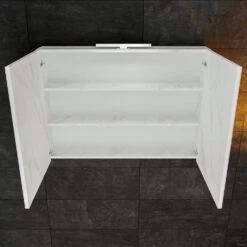 Spiegelkast BWS Valencia 100x70x16 Cm Met Twee Deuren Carrara Mat -Thuis Badkamer spiegelkast bws valencia 100x70 carrara mat detail1