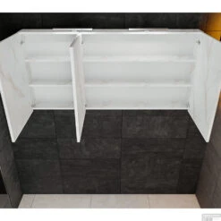 Spiegelkast BWS Valencia 150x70x16 Cm Met Twee Deuren Carrara Mat -Thuis Badkamer spiegelkast bws valencia 150x70 carrara mat detail1