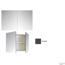 Spiegelkast Sanicare Qlassics 100 Cm 2 Deuren Antraciet -Thuis Badkamer spiegelkast sanicare qlassics 100 cm 2 deuren antraciet detail2