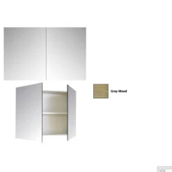 Spiegelkast Sanicare Qlassics 100 Cm 2 Deuren Grey-Wood -Thuis Badkamer spiegelkast sanicare qlassics 100 cm 2 deuren grey wood detail