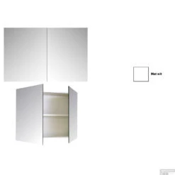 Spiegelkast Sanicare Qlassics 90 Cm 2 Deuren Zijdeglans Wit -Thuis Badkamer spiegelkast sanicare qlassics 90 cm 2 deuren zijdeglans wit detail 1