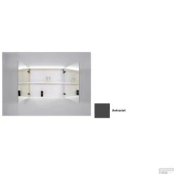 Spiegelkast Sanicare Qlassics Ambiance 100 Cm 2 Deuren Antraciet -Thuis Badkamer spiegelkast sanicare qlassics ambiance 100 cm 2 deuren antraciet detail1