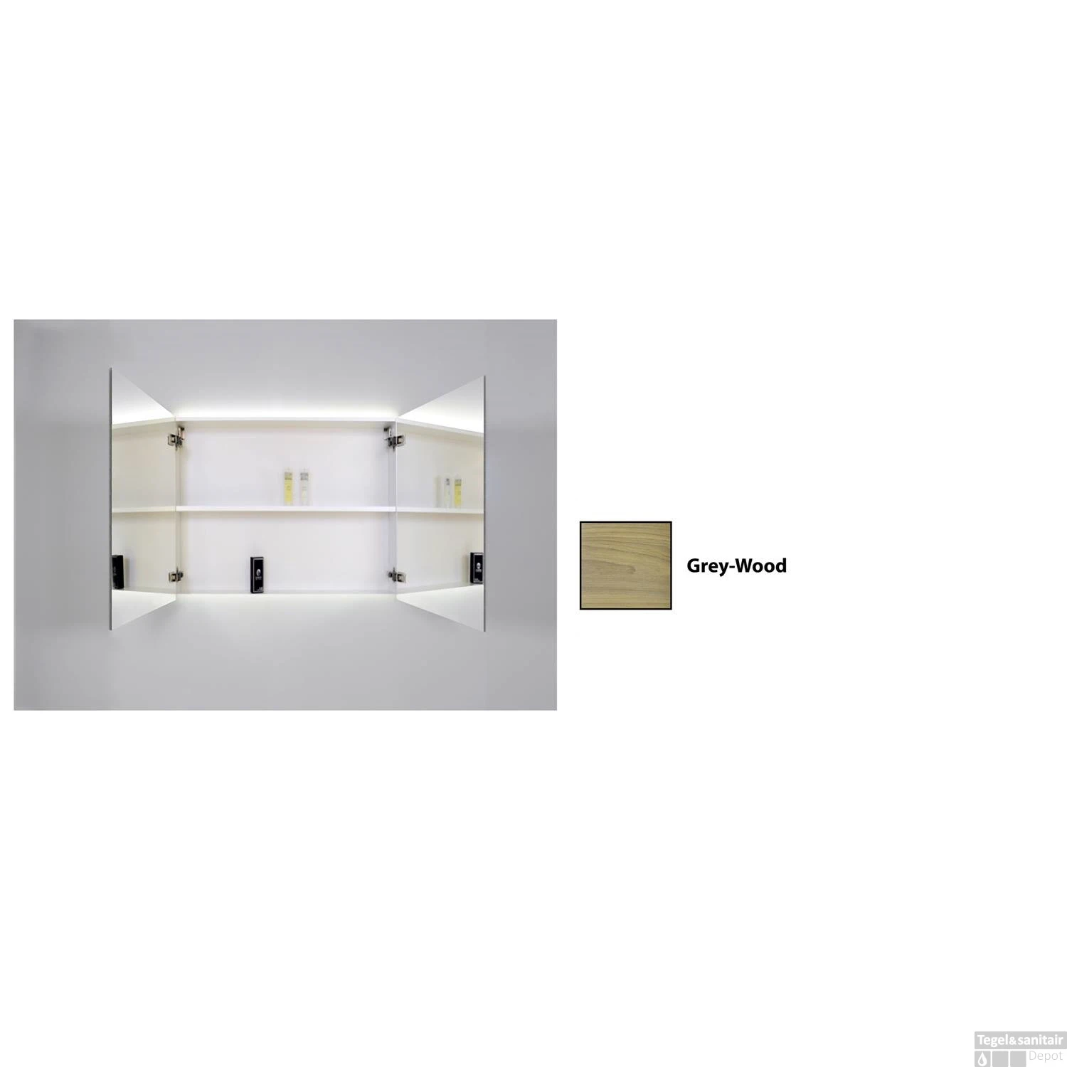 Spiegelkast Sanicare Qlassics Ambiance 100 Cm 2 Deuren Grey-Wood 3 Spiegelkast Sanicare Qlassics Ambiance 100 Cm 2 Deuren Grey-Wood - Afbeelding 3