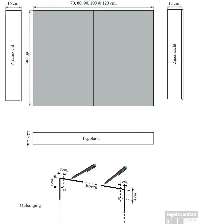 Spiegelkast Sanicare Qlassics Ambiance 100 Cm 2 Deuren Grey-Wood 7 Spiegelkast Sanicare Qlassics Ambiance 100 Cm 2 Deuren Grey-Wood - Afbeelding 7