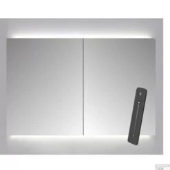 Spiegelkast Sanicare Qlassics Ambiance 100x60 Cm Met Dubbelzijdige Spiegeldeuren, LED Verlichting En Afstandsbediening Hoogglans Wit