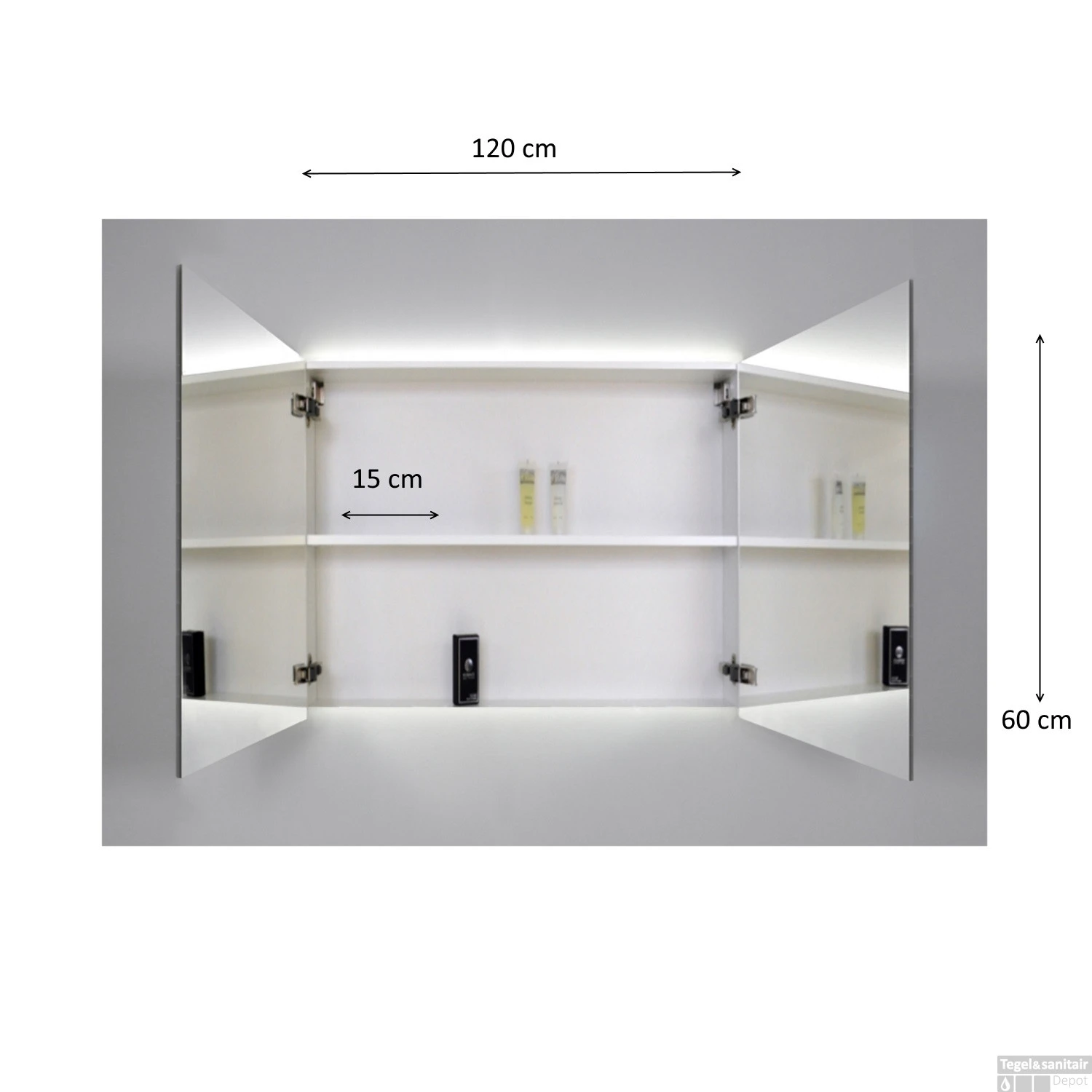 Spiegelkast Sanicare Qlassics Ambiance 120 Cm 2 Deuren Truffel - Afbeelding 8