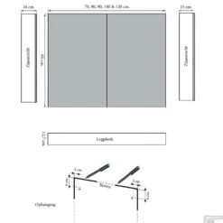 Spiegelkast Sanicare Qlassics Ambiance 120 Cm 2 Deuren Alu-Look -Thuis Badkamer spiegelkast sanicare qlassics ambiance 120 cm 2 deuren alu look tech