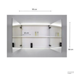 Spiegelkast Sanicare Qlassics Ambiance 90 Cm 2 Deuren Zijdeglans Wit -Thuis Badkamer spiegelkast sanicare qlassics ambiance 90 cm 2 deuren tech 1