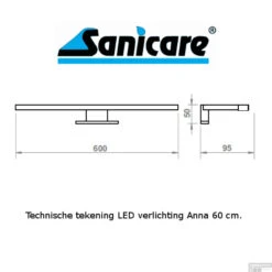 Spiegelverlichting Sanicare LED Anna 5 Watt 60 Cm Chroom -Thuis Badkamer spiegelverlichting sanicare led anna 60 cm mat zwart tech
