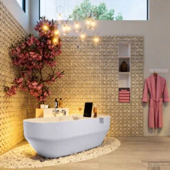 STONE Vrijstaand Bad 170x75cm Kleur Cale / Talc -Thuis Badkamer stone 4 00008