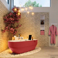 STONE Vrijstaand Bad 170x75cm Kleur Fire / Talc -Thuis Badkamer stone 4 00012