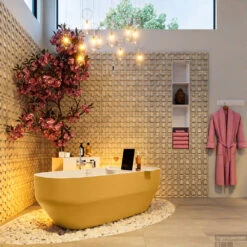 STONE Vrijstaand Bad 170x75cm Kleur Ocher / Talc 14 STONE Vrijstaand Bad 170x75cm Kleur Ocher / Talc -Thuis Badkamer stone 4 00014