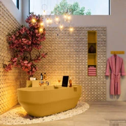 STONE Vrijstaand Bad 170x75cm Kleur Ocher / Ocher -Thuis Badkamer stone 4 00027