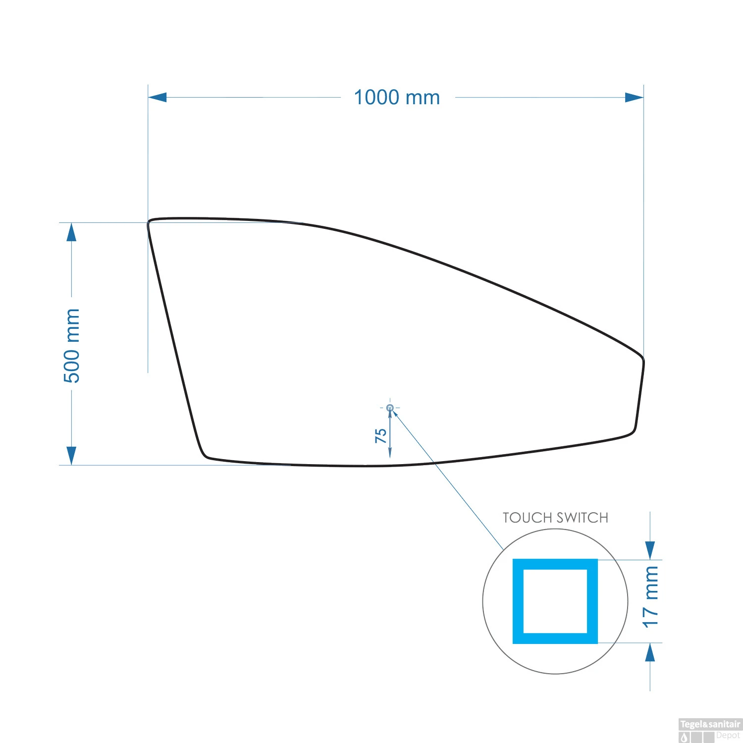 Badkamerspiegel Gliss Design Tartaros 100x50cm LED-Verlichting 3 Badkamerspiegel Gliss Design Tartaros 100x50cm LED-Verlichting - Afbeelding 3