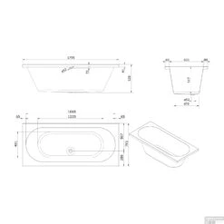 Whirlpool Boss & Wessing Urby Silent 3 180x80cm Dubbel Systeem -Thuis Badkamer technische tekening urby 180x80 tech 4