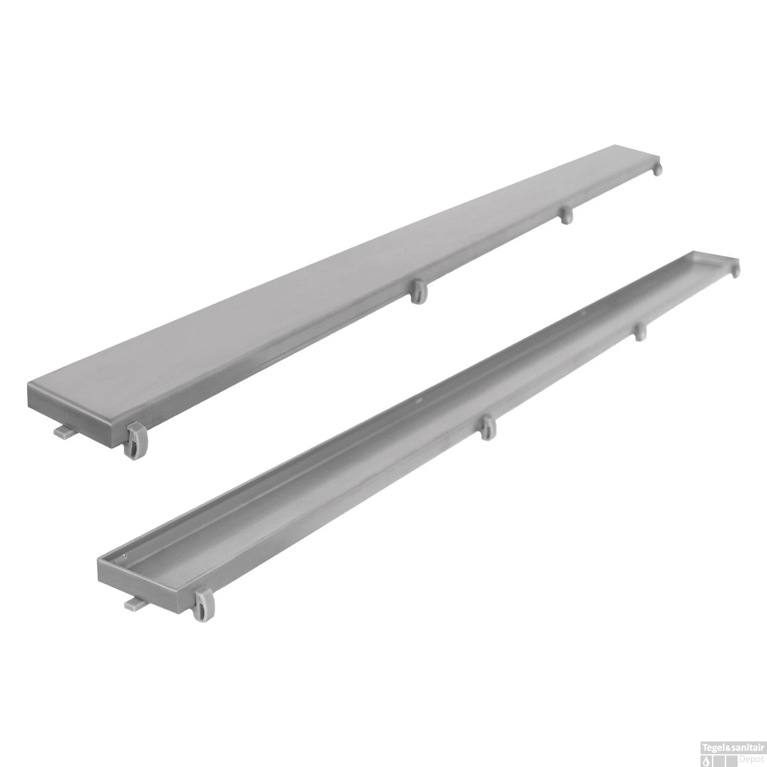 Tegelrooster Differnz T.b.v. Douchegoot 100 Cm Geborsteld RVS 1 Tegelrooster Differnz T.b.v. Douchegoot 100 Cm Geborsteld RVS