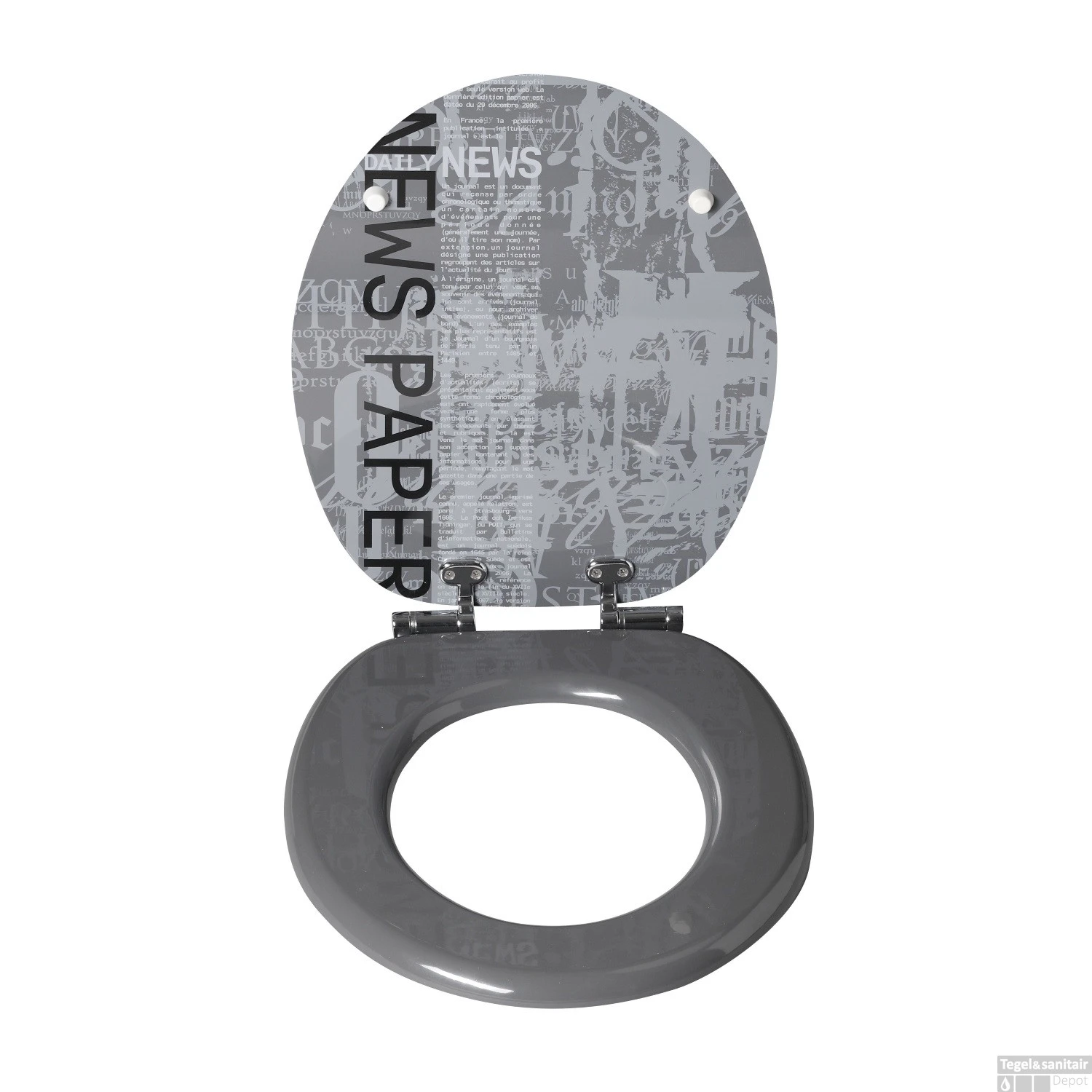 Toiletzitting Allibert Decor Newspaper 37,3x6,1x45,2 Cm MDF Inox Scharnieren 1 Toiletzitting Allibert Decor Newspaper 37,3x6,1x45,2 Cm MDF Inox Scharnieren