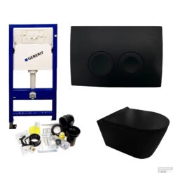 Geberit UP100 Toiletset Compleet | Inbouwreservoir | Rimless Civita Mat Zwart Met Drukplaat -Thuis Badkamer toiletset geberit up100 set44 bws shop