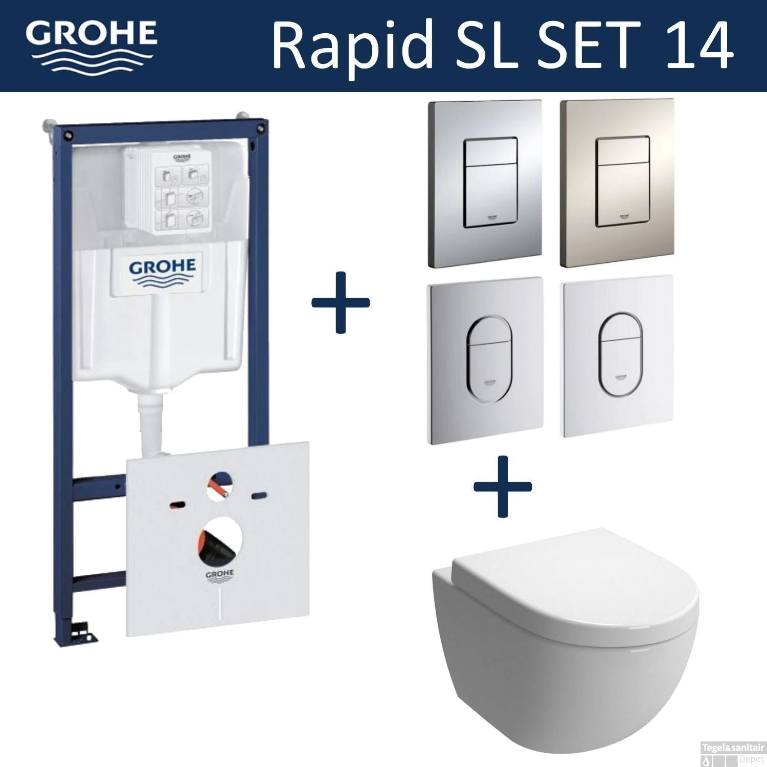 Grohe Rapid SL Toiletset Set14 B&W Zero Diepspoel Met Grohe Arena Of Skate Drukplaat 1 Grohe Rapid SL Toiletset Set14 B&W Zero Diepspoel Met Grohe Arena Of Skate Drukplaat
