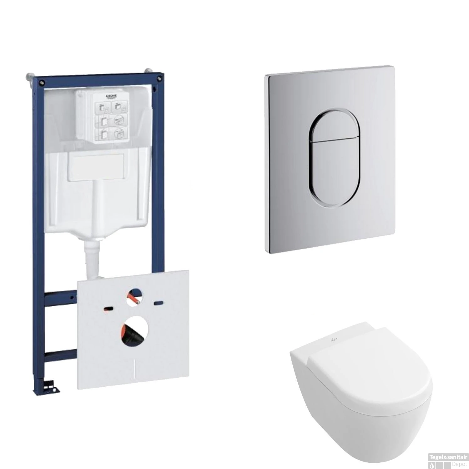 Grohe Rapid SL Toiletset Set21 Villeroy & Boch Subway 2.0 Compact Met Grohe Arena Of Skate Drukplaat 9 Grohe Rapid SL Toiletset Set21 Villeroy & Boch Subway 2.0 Compact Met Grohe Arena Of Skate Drukplaat - Afbeelding 9