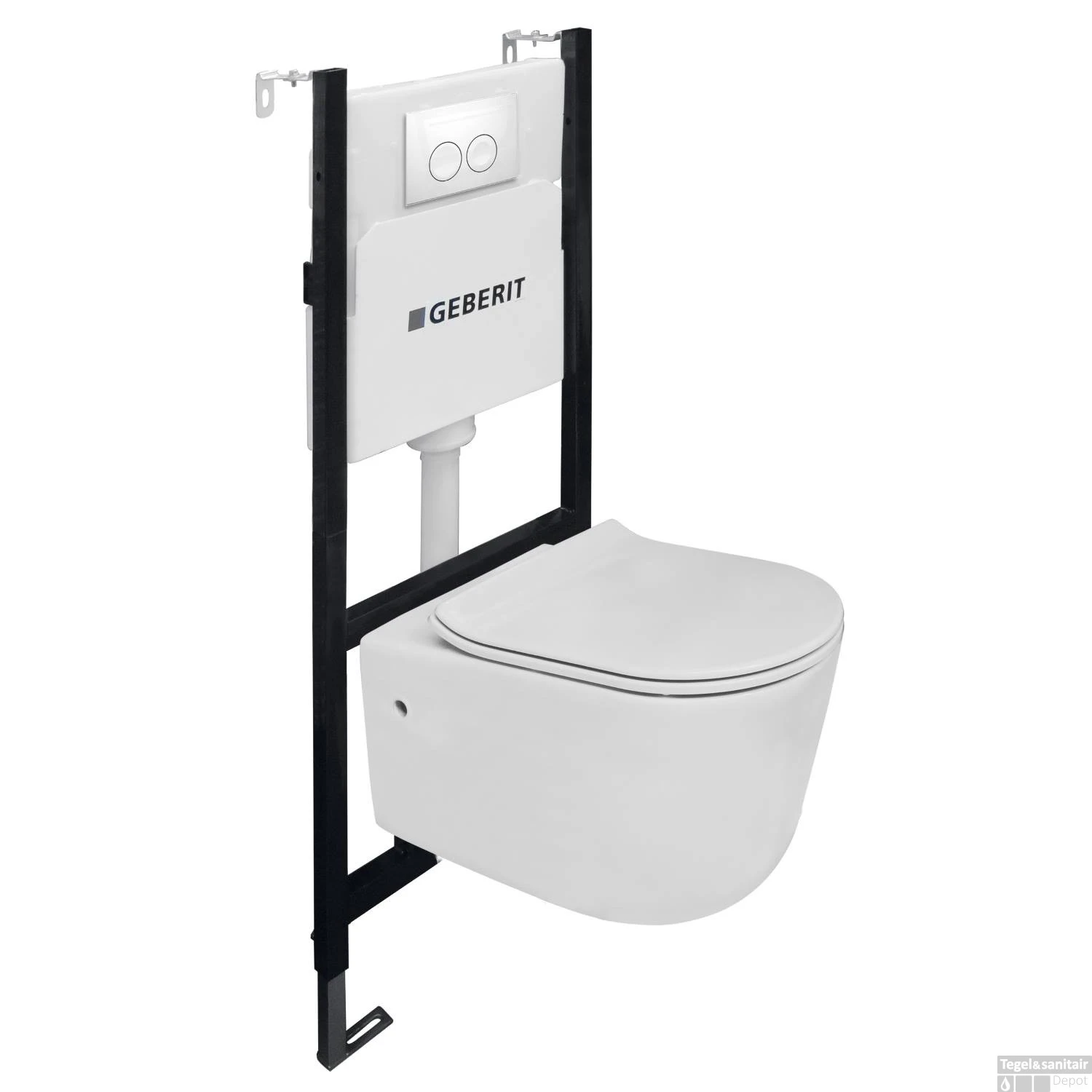 Toiletset Van Marcke Combo Up Pureflow Rimless Hang Wit
