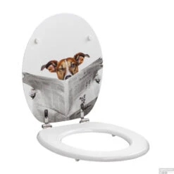 Toiletzitting Allibert Decor Business Dog 37,3x5,6x44,8 Cm MDF Inox Scharnieren