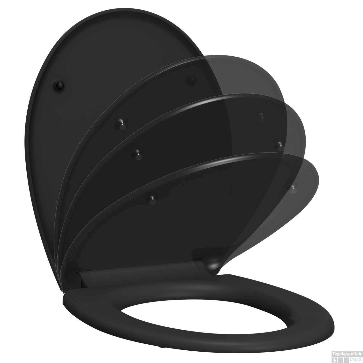 Toiletzitting Allibert Dolceo Afklikbaar 37x5,5x46,5 Cm SoftClose Katoen Mat Zwart 3 Toiletzitting Allibert Dolceo Afklikbaar 37x5,5x46,5 Cm SoftClose Katoen Mat Zwart - Afbeelding 3