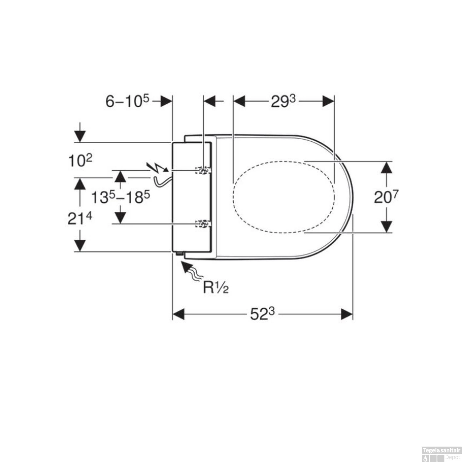Toiletzitting Met Onderdouche Geberit AquaClean Tuma Comfort Geborsteld RVS 3 Toiletzitting Met Onderdouche Geberit AquaClean Tuma Comfort Geborsteld RVS - Afbeelding 3