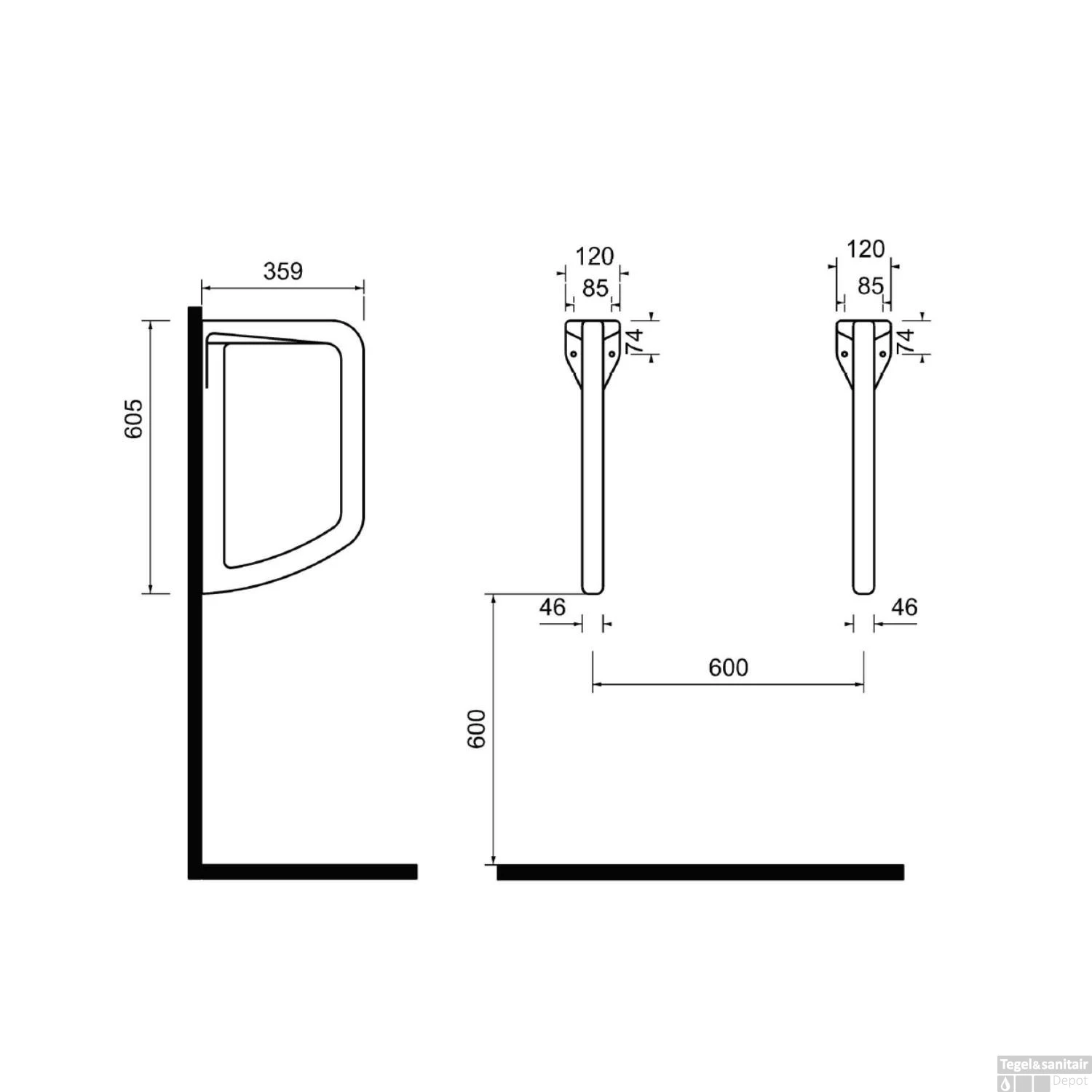 Urinoirscherm Schaamschot Sapho 60x36 Cm Keramiek Wit 4 Urinoirscherm Schaamschot Sapho 60x36 Cm Keramiek Wit - Afbeelding 4