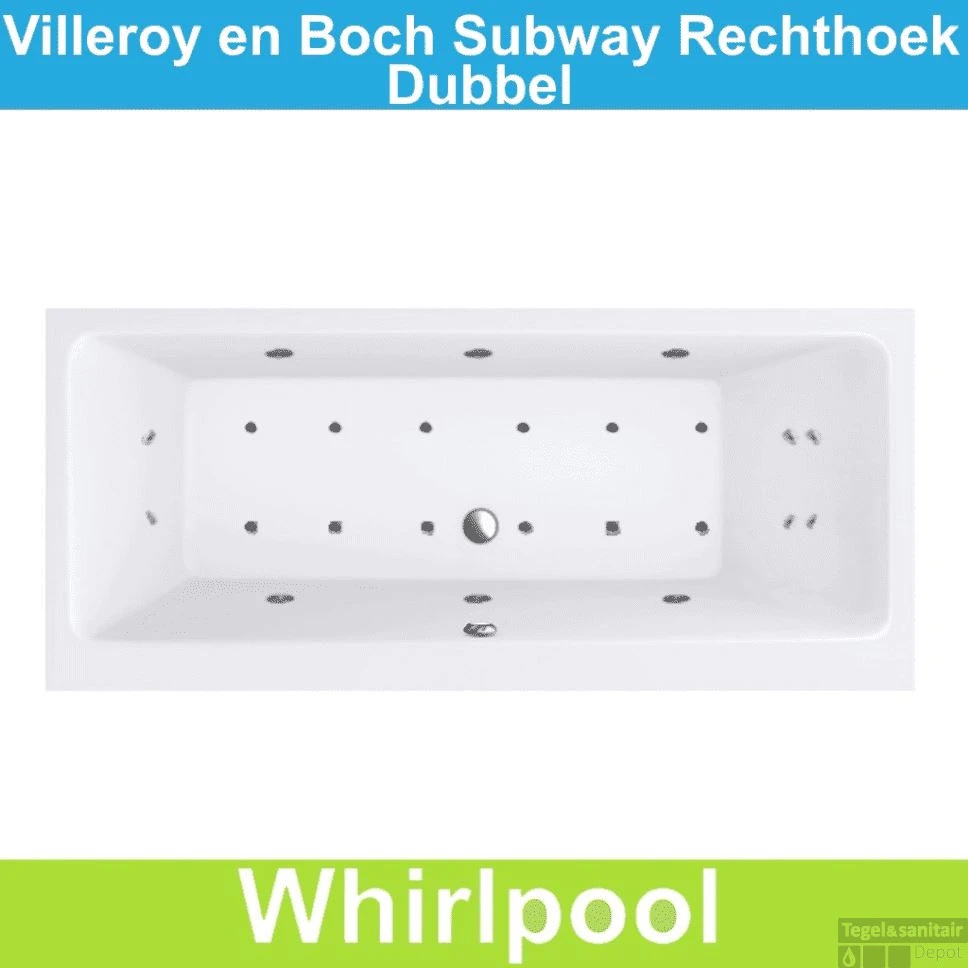 Ligbad Villeroy & Boch Subway 180x80 Cm Met Balboa Whirlpool Systeem Dubbel 1 Ligbad Villeroy & Boch Subway 180x80 Cm Met Balboa Whirlpool Systeem Dubbel