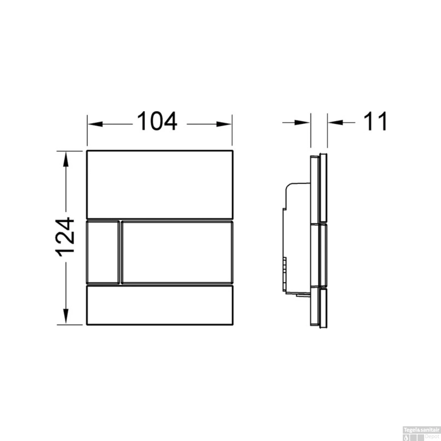 Urinoir Set Salenzi Hung Achterinlaat Mat Wit Met TECE Loop Drukplaat Glas - Afbeelding 8