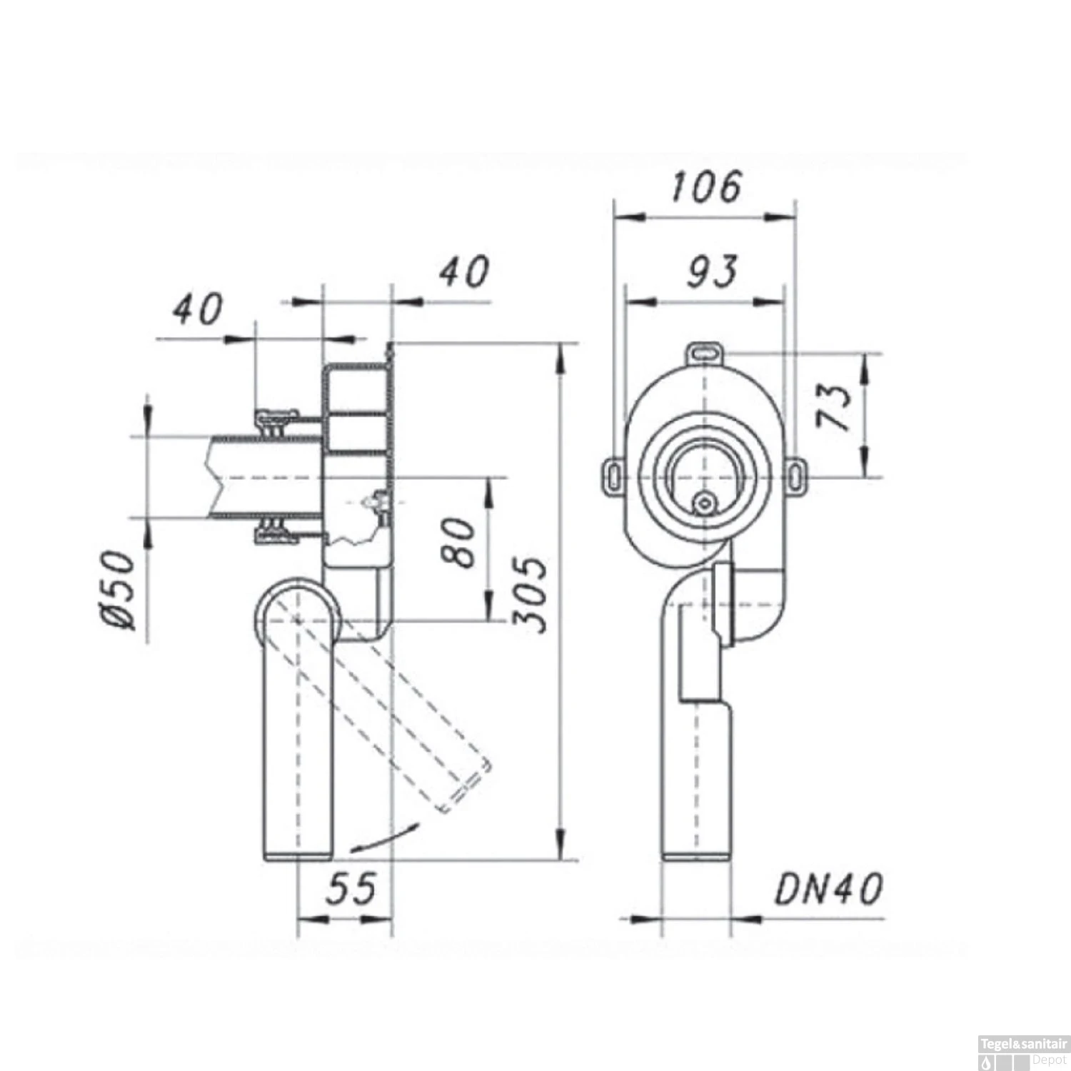 Urinoir Sifon Boss & Wessing Verticaal 2 Urinoir Sifon Boss & Wessing Verticaal - Afbeelding 2