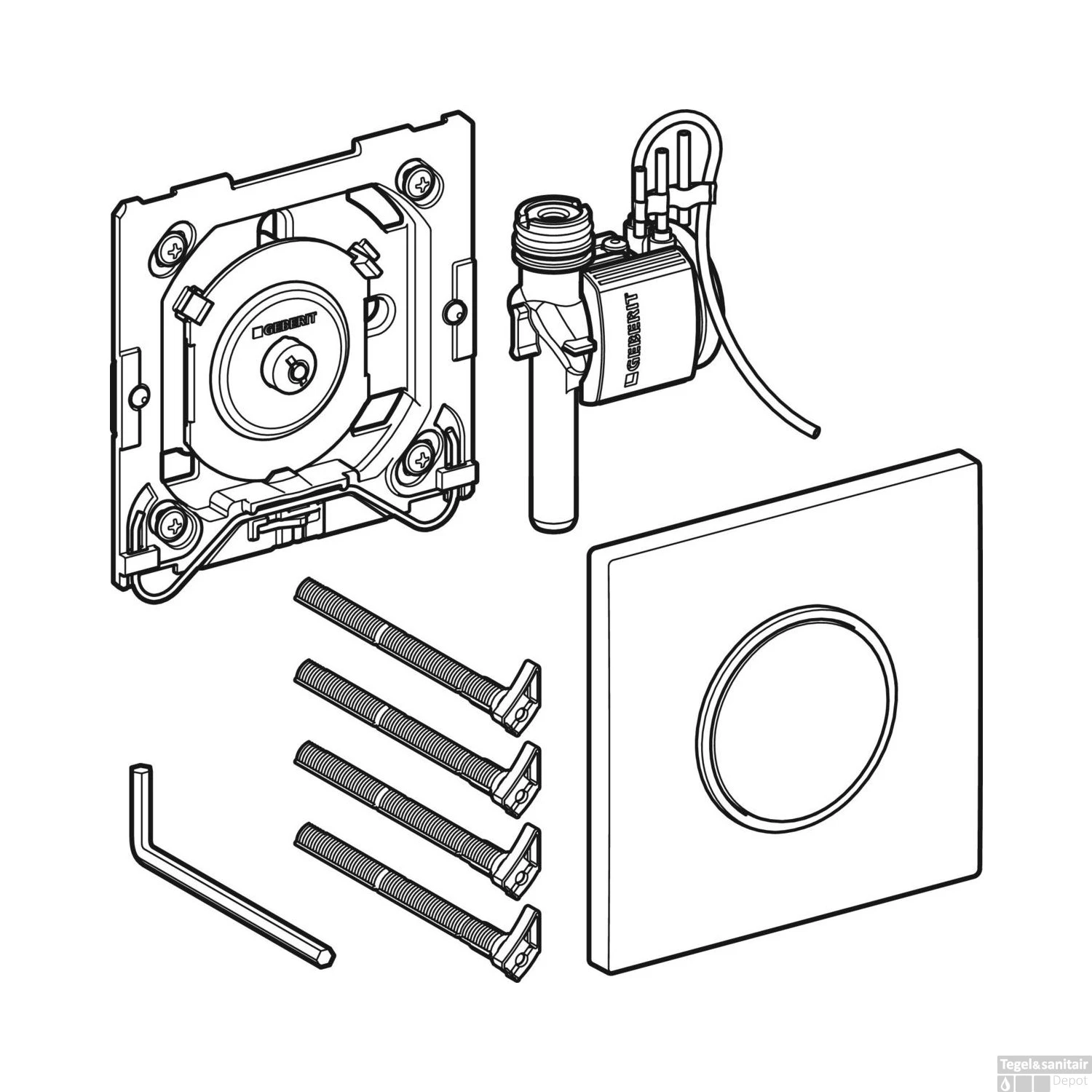 Urinoirstuursysteem Geberit Sigma 10 Pneumatische Bediening Chroom/Chroom 4 Urinoirstuursysteem Geberit Sigma 10 Pneumatische Bediening Chroom/Chroom - Afbeelding 4