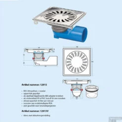 Renovatievloerput Van Den Berg Universeel 14.6x5.4 Cm Geborsteld RVS -Thuis Badkamer van den berg vloerput universeel 14.6x5.4 cm geborsteld rvs tech