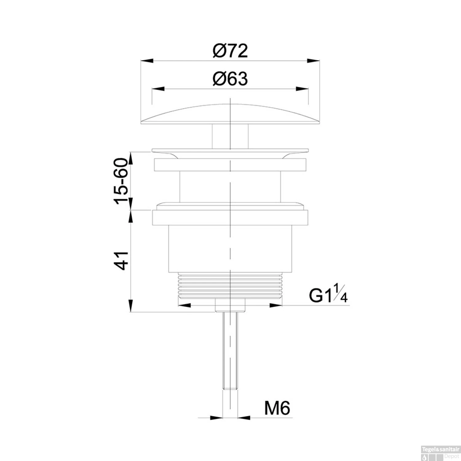 Vaste Waste Wiesbaden Niet Afsluitbaar 5/4" Gunmetal 2 Vaste Waste Wiesbaden Niet Afsluitbaar 5/4" Gunmetal - Afbeelding 2