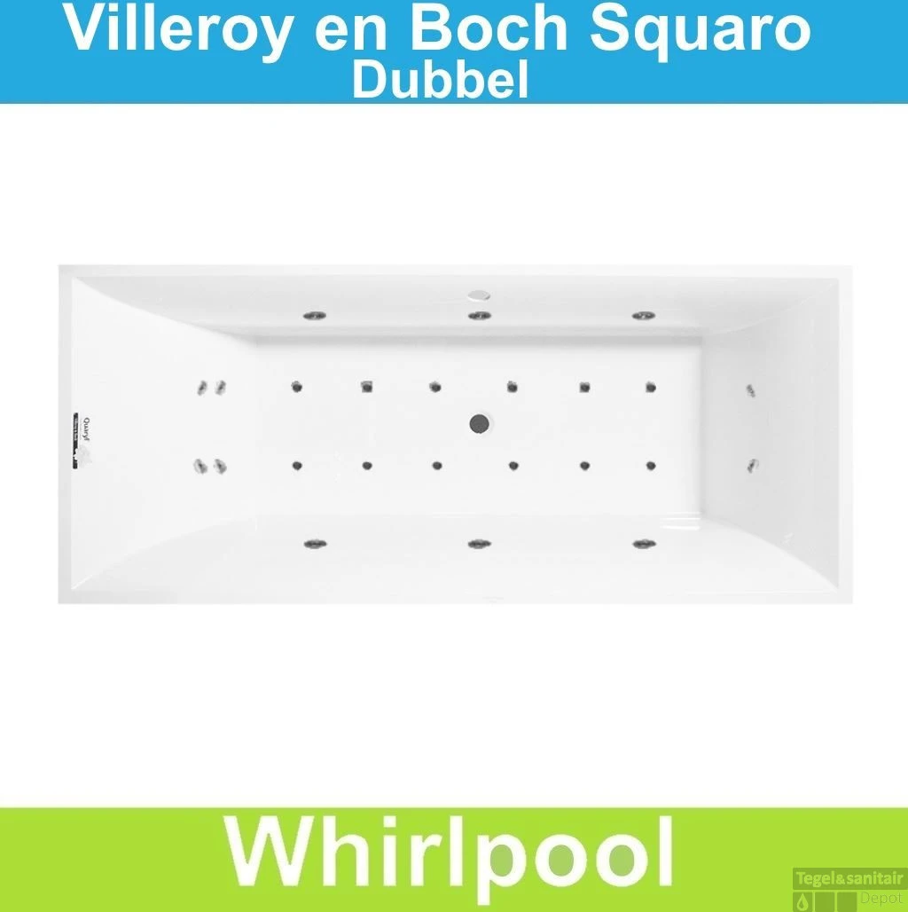 Ligbad Villeroy & Boch Squaro 170x75 Cm Balboa Whirlpool Systeem Dubbel 1 Ligbad Villeroy & Boch Squaro 170x75 Cm Balboa Whirlpool Systeem Dubbel