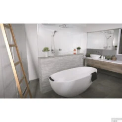 Vrijstaand Bad Luca Sanitair Vasca 180x80x60cm Solid Surface Mat Wit -Thuis Badkamer vrijstaand bad luca sanitair vasca 180x80x60cm solid surface mat wit sfeer