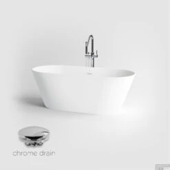 Vrijstaand Ligbad Clou Solium Geïntegreerde Overloop Met Chrome Plug Mat Wit