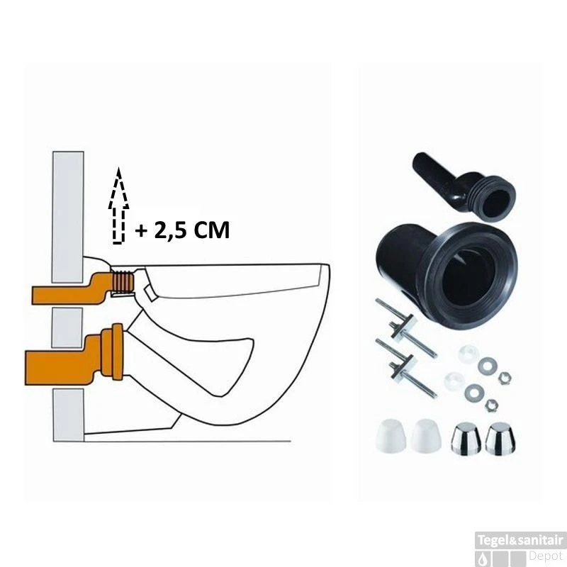 Wandcloset Verhoogset Tbv Inbouwreservoir Compleet 1 Wandcloset Verhoogset Tbv Inbouwreservoir Compleet
