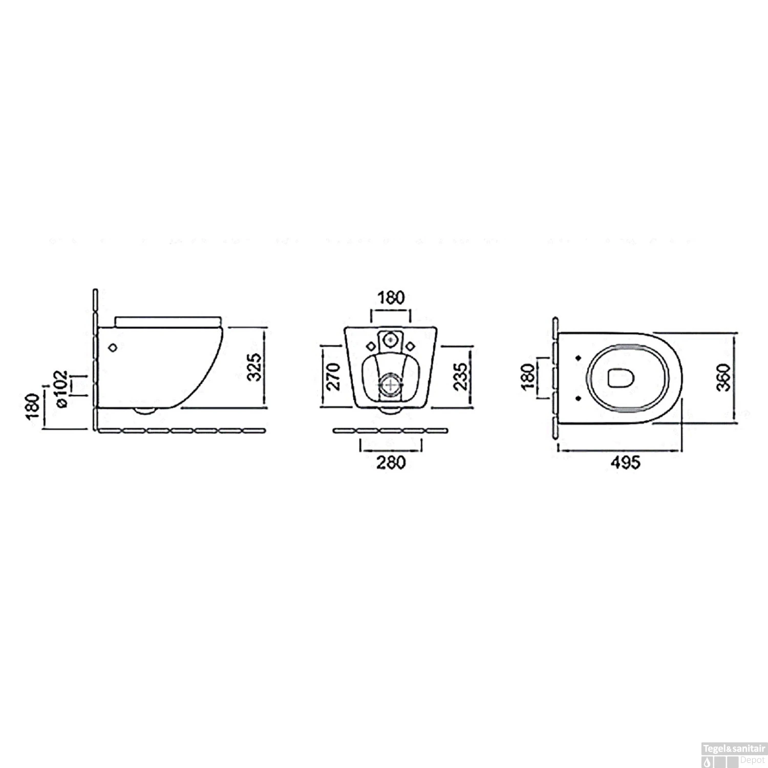 Wandcloset Best Design Lavina Rimless 49 Cm Inclusief Zitting Glans Wit - Afbeelding 2