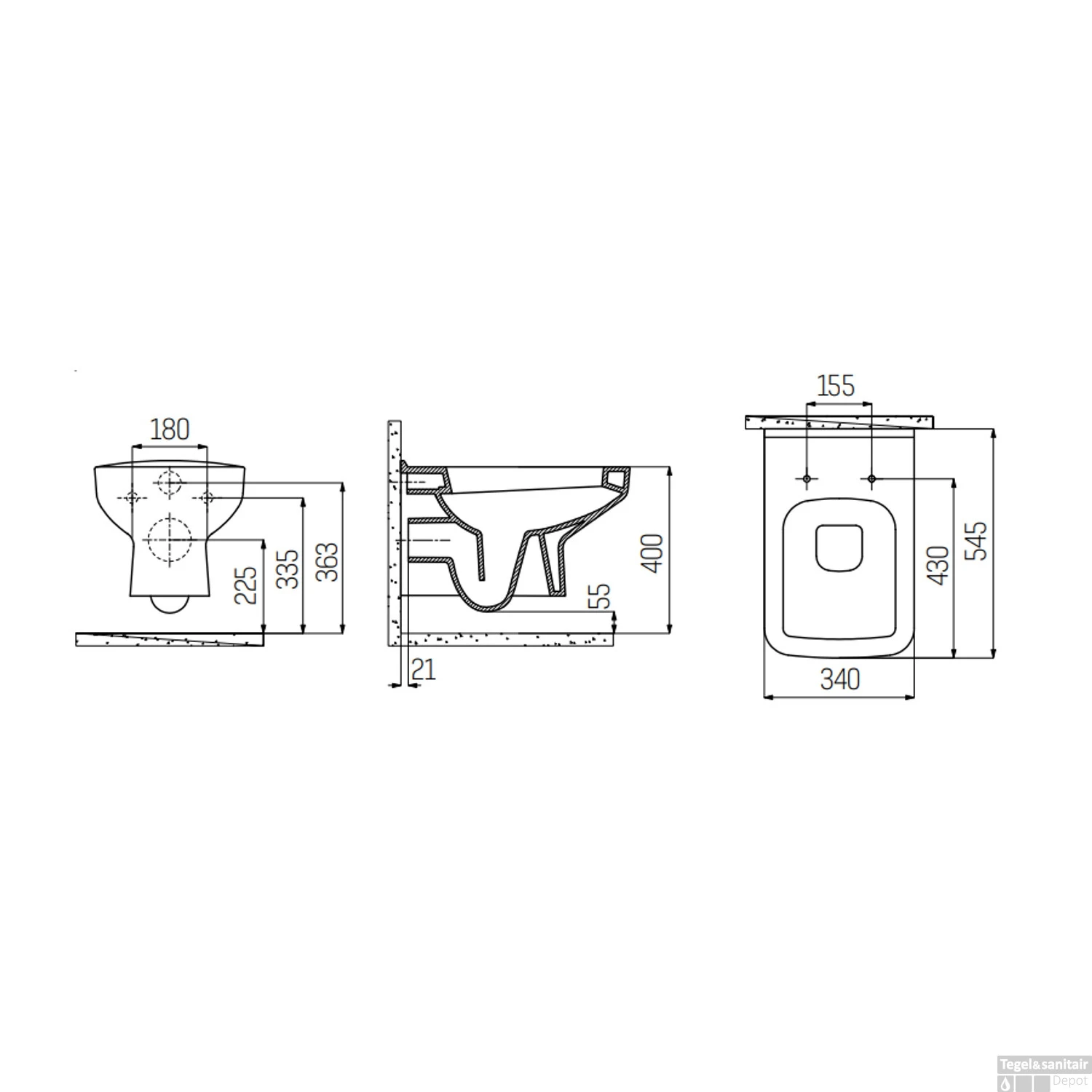 Wandcloset Boss & Wessing Gaia Met Bidet Keramiek Wit (Excl. Zitting) 2 Wandcloset Boss & Wessing Gaia Met Bidet Keramiek Wit (Excl. Zitting) - Afbeelding 2