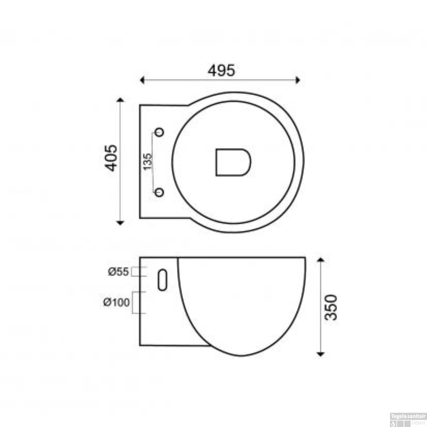 Wandcloset Boss & Wessing Roma Met Soft-Close Rond Model Toiletzitting Diepspoel Wit - Afbeelding 3