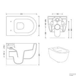 Geberit UP100 Toiletset Compleet | Inbouwreservoir | Rimless Civita Mat Zwart Met Drukplaat -Thuis Badkamer wandcloset civita black 50.5x35x36.5cm keramiek rimless mat zwart tech 1 3