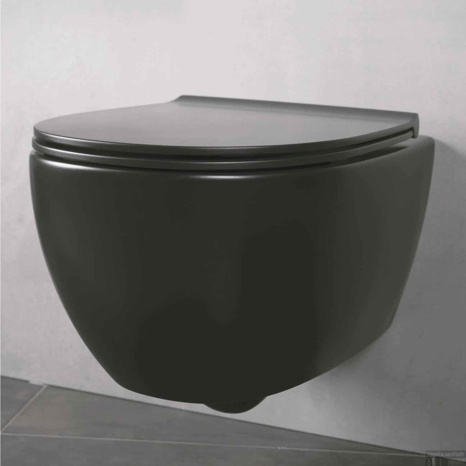 Wandcloset Globo 4 ALL 48x37 Cm Rimless Mat Zwart (Exl. Zitting)