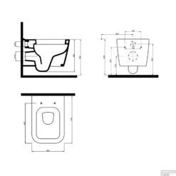 Wandcloset Idevit Halley Met Bidet Randloos Wit Keramiek 36x52x31cm (Excl. Zitting) -Thuis Badkamer wandcloset idevit halley met inbouw sproeier fen3204 2615 tech