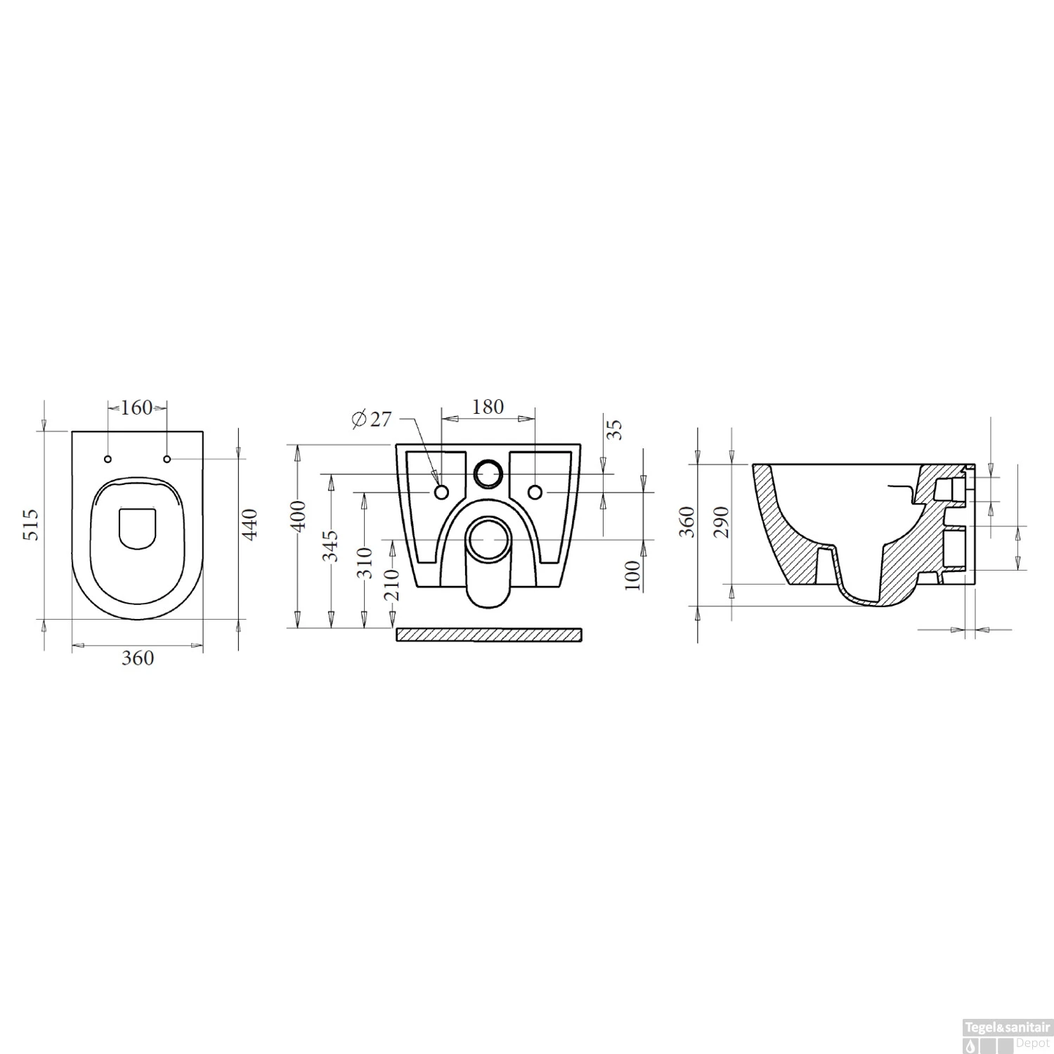 Wandcloset Sanicare Rondo Compact Rimfree Met Bidetsproeier En Geïntegreerde Kraan Incl. Ztting Wit - Afbeelding 2