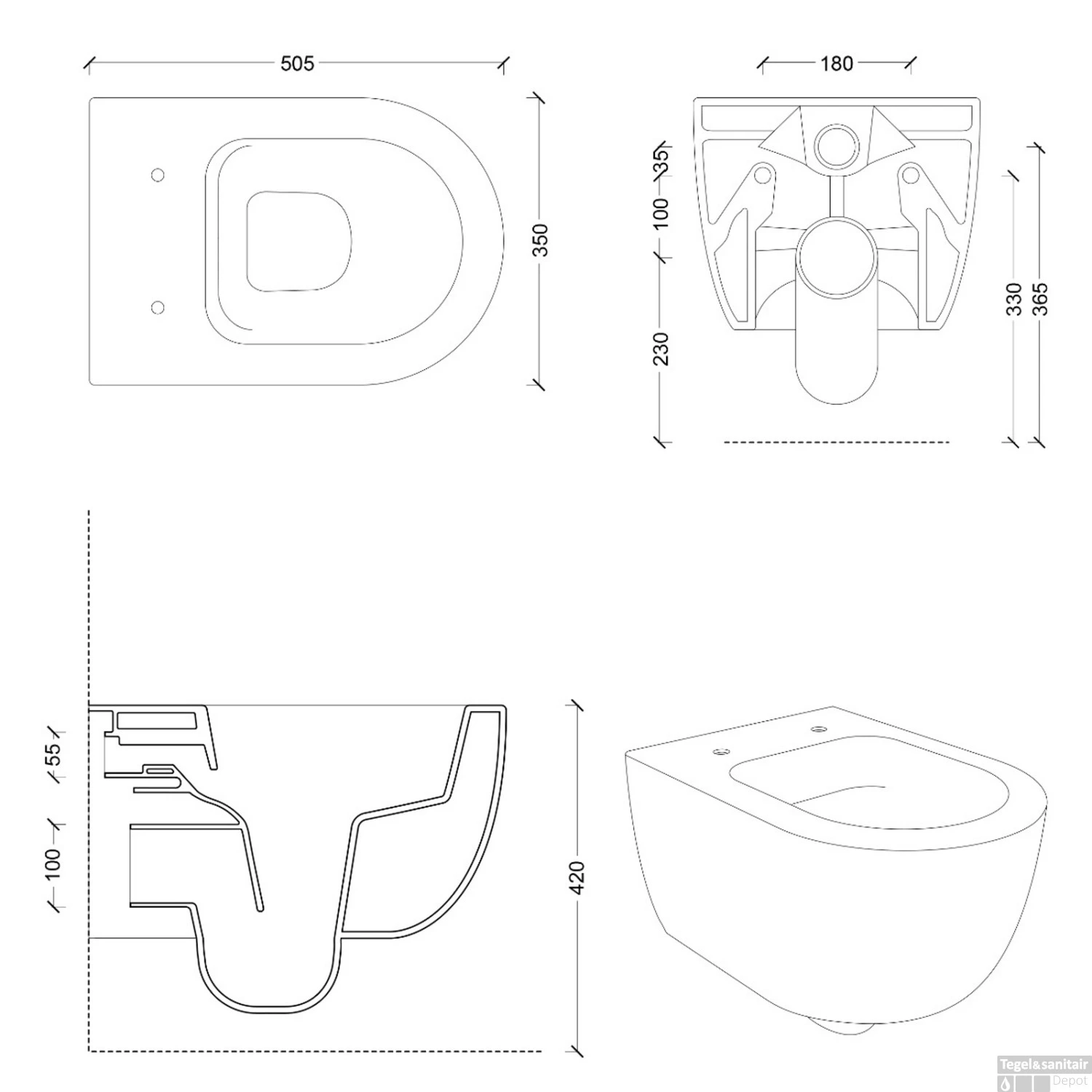 Wandcloset Xenz Gio Diepspoel 50.5x35 Cm Mat Wit 2 Wandcloset Xenz Gio Diepspoel 50.5x35 Cm Mat Wit - Afbeelding 2