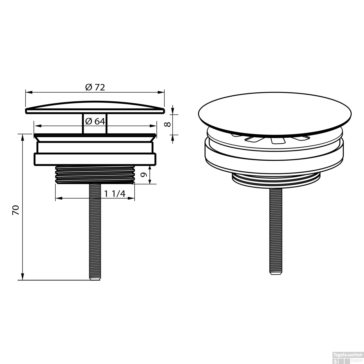 Wastafel Afvoerplug Differnz Always Open 7 Cm Chroom 2 Wastafel Afvoerplug Differnz Always Open 7 Cm Chroom - Afbeelding 2